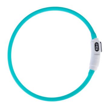 TIAKI USB LED-es világító szilikon kutyanyakörv, türkizkék kutya, macska kép