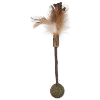 Toy Magic Cat Natural Fun fa természetes tollakkal és golyókkal 18cm kép