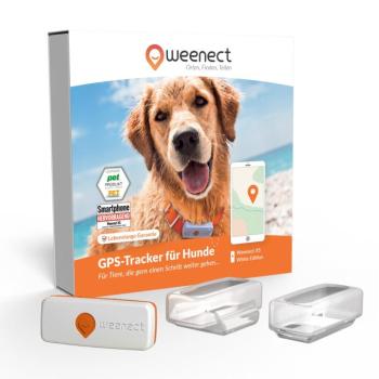 Weenect Pet XS GPS nyomkövető kutyáknak, fehér, univerzális szilikontokkal kép