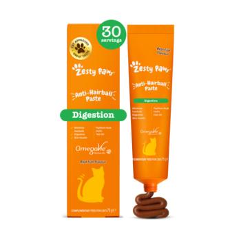Zesty Paws Anti-Hairball Paste (75 g) – funkcionális étrend-kiegészítő macskáknak az emésztés támoga