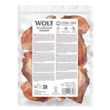10db Wolf of Wilderness Premium "Strong Lands" sertésfül kutyasnack