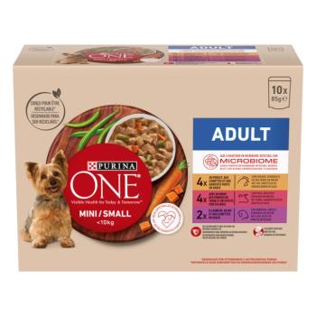 10x85g PURINA ONE Mini Adult csirke, marha & bárány nedves kutyatáp kép