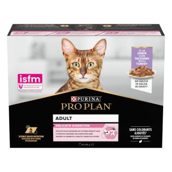 10x85g PURINA PRO PLAN Cat Adult Delicate Digestion pulyka nedves macskatáp kép