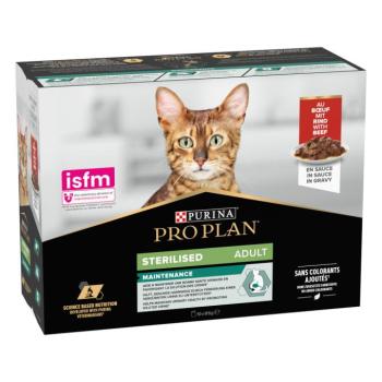 10x85g PURINA PRO PLAN Sterilised Adult Maintenance marha nedves macskatáp kép