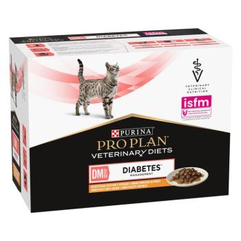 10x85g PURINA PRO PLAN Veterinary Diets Feline DM ST/OX Diabetes Management csirke nedves macskatáp kép