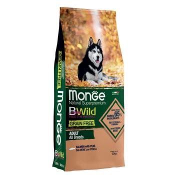 12kg Monge Bwild Grain Free All Breeds lazac & borsó száraz kutyatáp kép