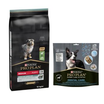 12kg PURINA PRO PLAN Medium Puppy Sensitive száraz kutyatáp+345g snack ingyen kép