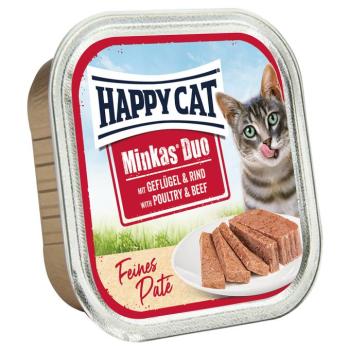 12x100g Happy Cat Minkas Duo Feines Paté Szárnyas & marha finom pástétom tálcás nedves macskatáp kép