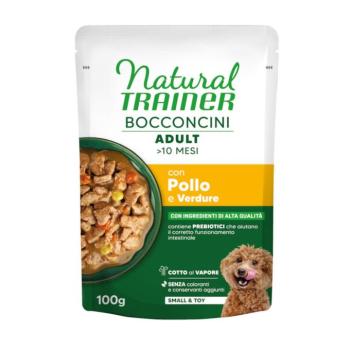 12x100g Natural Trainer Bocconcini Adult Small & Toy falatkák szószban nedves kutyatáp - Csirke kép