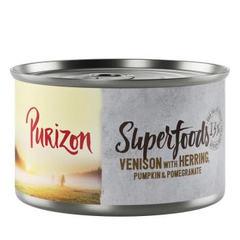 12x140g Purizon Superfoods Vad, hering, tök & gránátalama nedves kutyatáp kép