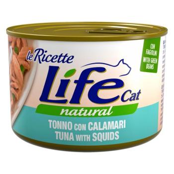 12x150g Life Cat Le Ricette tonhal, tintahal & zöldbab nedves macskatáp kép