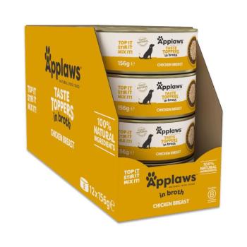 12x156g Applaws Taste Toppers Natural csirke húslevesben nedves kutyatáp