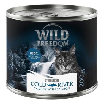 12x200g Wild Freedom Adult Sterilised Cold River - csirke & lazac gabonamentes nedves macskatáp kép