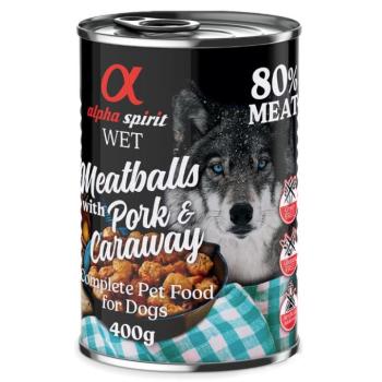 12x400g alpha spirit Dog Meatballs Sertés & kömény nedves kutyatáp kép