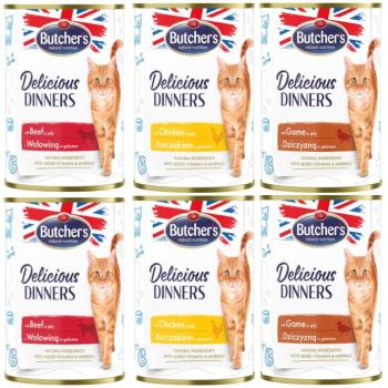12x400g Butcher's Delicious Dinners nedves macskatáp - Válogatáscsomag (3 fajta)