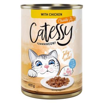 12x400g Catessy falatok csirke aszpikban gabonamentes nedves macskatáp kép