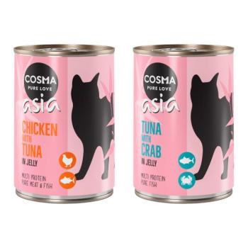 12x400g Cosma Asia aszpikos nedves macskatáp- Csirke & tonhal + tonhal & rák kép