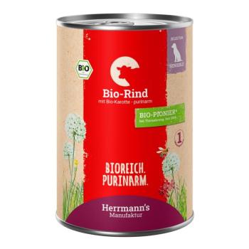12x400g Herrmann's Selection Sensible bio marha & bio sárgarépa nedves kutyatáp kép