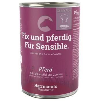 12x400g Herrmann's Selection Sensible ló, bio édesburgonya & bio cukkini nedves kutyatáp kép