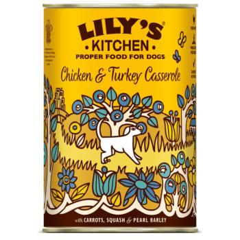 12x400g Lily's Kitchen Dinner Csirke & pulyka sárgarépával, sütőtökkel és gyöngyárpával nedves kutyatáp kép