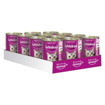 12x400g Whiskas 1+lazac aszpikban nedves macskatáp konzerv kép