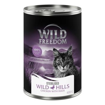 12x400g Wild Freedom Adult Sterilised Wild Hills Sterilised - kacsa & csirke gabonamentes nedves macskatáp kép