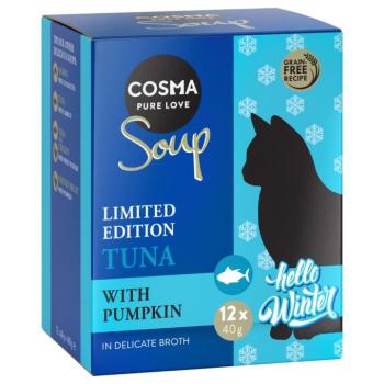 12x40g Cosma Soup Téli kiadás tonhal & sütőtök étrend-kiegészítő macskáknak kép