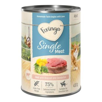 12x410g Feringa Single Meat Menü Borjú, brokkoli & pitypang nedves macskatáp kép