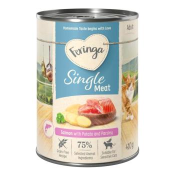 12x410g Feringa Single Meat Menü Lazac, burgonya & petrezselyem nedves macskatáp kép