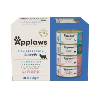 12x70g Applaws Adult halválogatás hallében nedves macskatáp kép