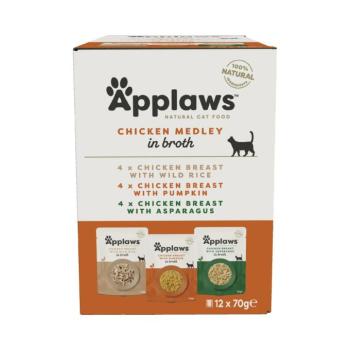 12x70g Applaws tasakos csirkeválogatás 2 húslében vegyes csomag nedves macskatáp kép