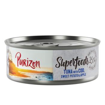 12x70g Purizon Superfoods nedves macskatáp Tohnal, tőkehal, édesburgonya & alma kép
