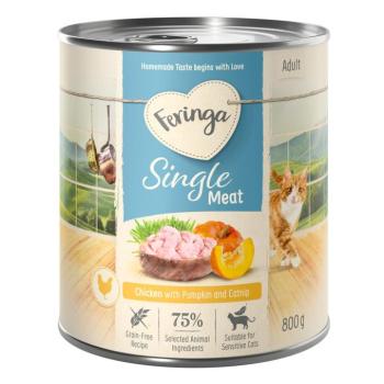 12x800g Feringa Single Meat Menü Csirke, tök & macskamenta nedves macskatáp kép