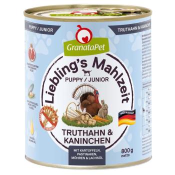 12x800g Liebling´s Mahlzeit nedves kutyatáp-Junior pulyka & nyúl, burgonya, pasztinák & lazacolaj kép
