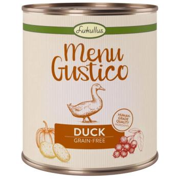 12x800g Lukullus "Menu Gustico" nedves konzerv kutyatáp- kacsa & sárgarépa, áfonya, rozmaring kép