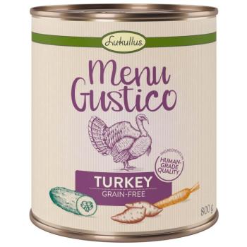 12x800g Lukullus "Menu Gustico" nedves konzerv kutyatáp- Pulyka, édesburgonya, cukkini & sárgarépa