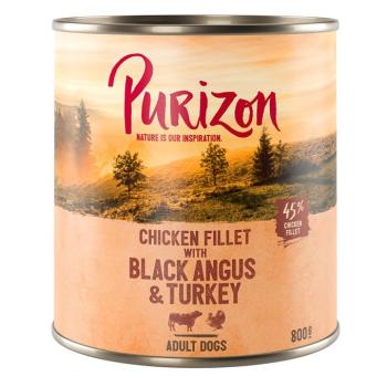 12x800g Purizon Original nedves kutyatáp - Csirkefilé, Black Angus & pulyka kép
