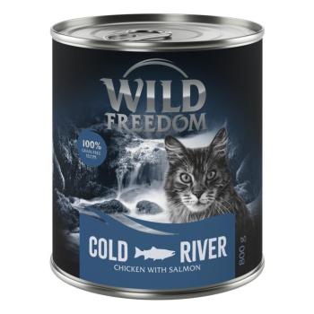 12x800g Wild Freedom Adult Cold River - lazac & csirke gabonamentes nedves macskatáp kép