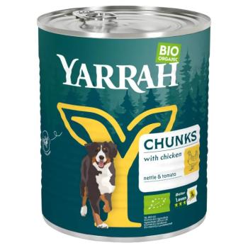 12x820g Yarrah Bio bio csirke, bio csalán & bio paradicsom falatok nedves kutyatáp kép