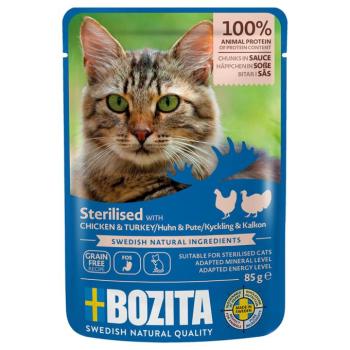 12x85g Bozita Sterilised szárnyasfalatok szószban nedves macskatáp kép