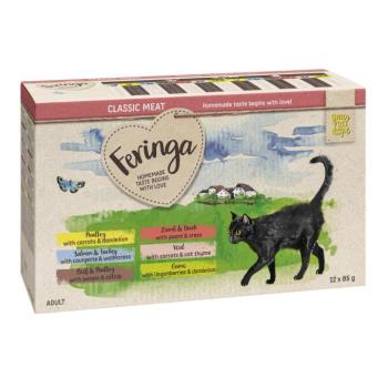 12x85g Feringa Classic Meat Menü tasakos nedves macskatáp vegyes próbacsomagban- Vegyes csomag I. kép