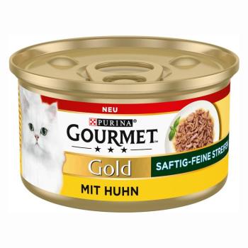 12x85g Gourmet Gold Succulents Delight finom csíkok csirke nedves macskatáp kép