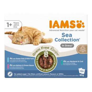12x85g IAMS Advanced Nutrition Grain Free Sea Collection szószban nedves macskatáp kép