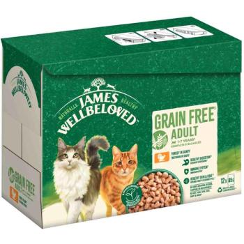 12x85g James Wellbeloved Adult Cat Grain Free pulyka nedves macskatáp