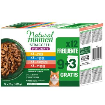 12x85g Natural Trainer Straccetti Adult Sterilised csíkok szószban nedves macskatáp - Vegyes csomag (4 változat) kép