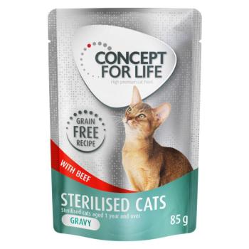 12x85g oncept for Life Sterilised Cats marha gabonamentes nedeves macskatáp szószban kép