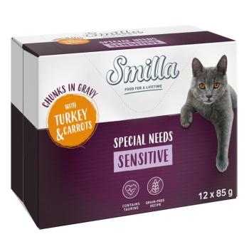 12x85g Smilla Adult Sensitive falatok zöldséggel szószban nedves macskatáp kép