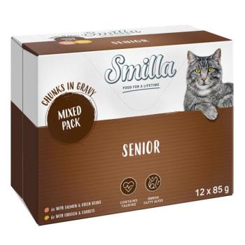 12x85g Smilla Senior falatok zöldséggel szószban nedves macskatáp vegyesen kép
