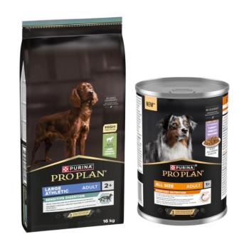 16kg PURINA PRO PLAN Adult Athletic Sensitive Digestion száraz kutyatáp+12x400g pulyka nedvestáp ingyen kép