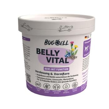 16x150g BugBell BugKeks Belly Vital Digestion & Intestinal Flora rovarokkal, áfonyáv & psylliummal kutyasnack